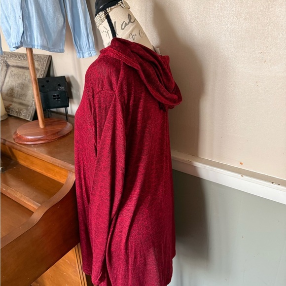 Red and Black heathered V-neck hooded lightweight pullover NWT - Picture 3 of 7